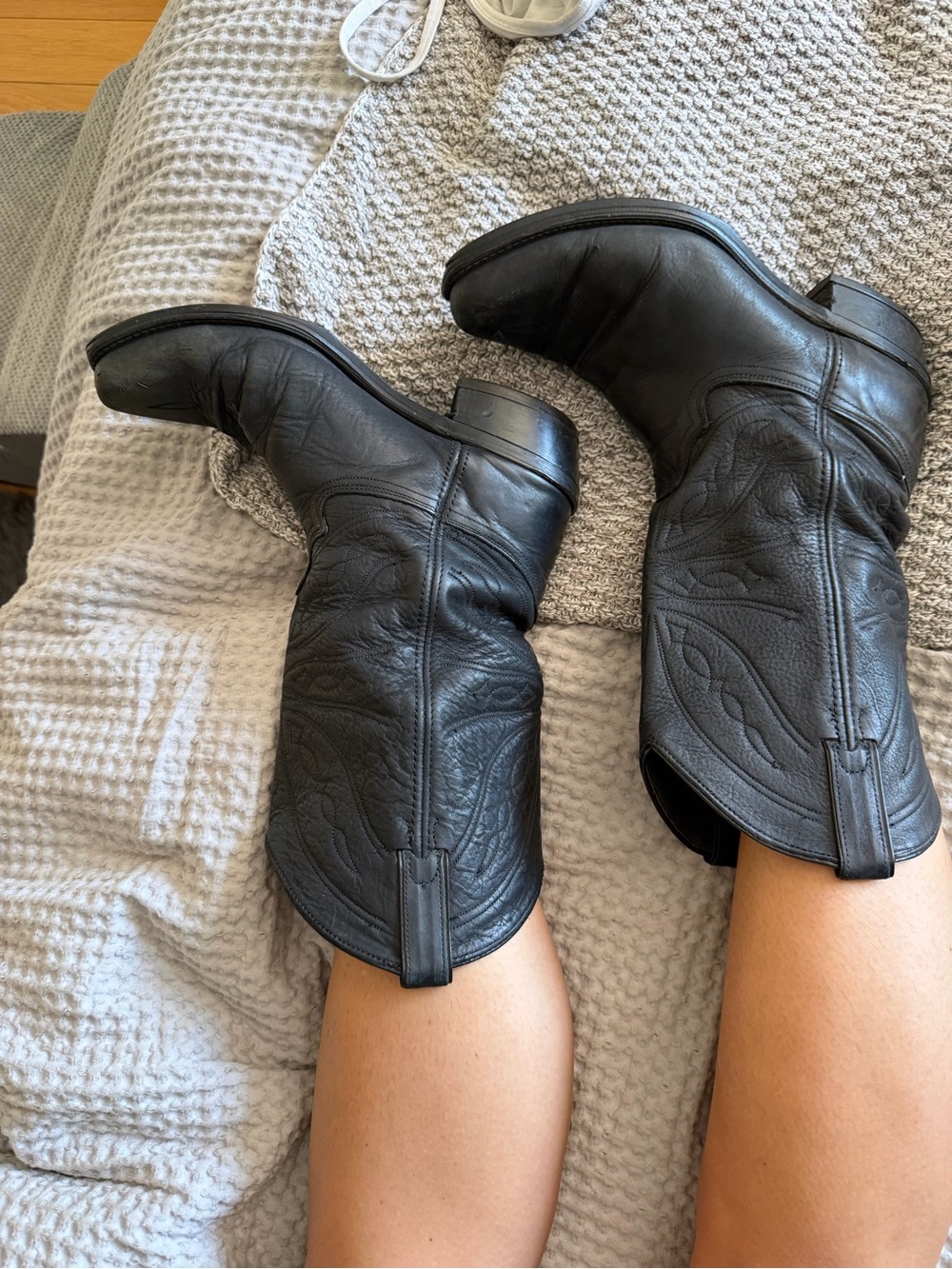 Sage Black Lace-Up Western Mid-Calf Boots